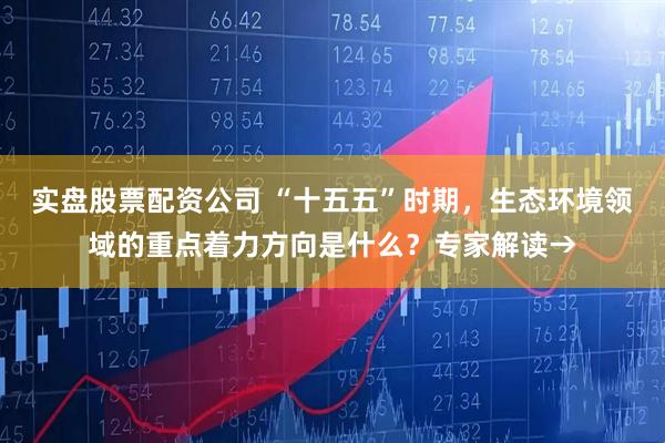 实盘股票配资公司 “十五五”时期，生态环境领域的重点着力方向是什么？专家解读→