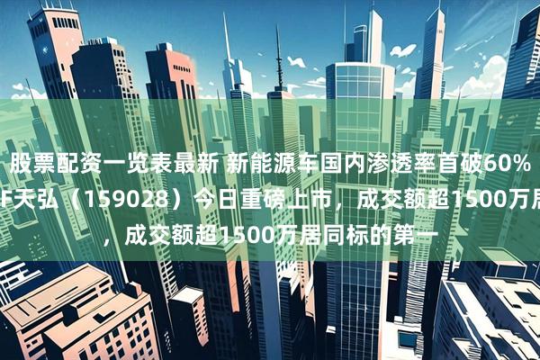 股票配资一览表最新 新能源车国内渗透率首破60%!港股汽车ETF天弘（159028）今日重磅上市，成交额超1500万居同标的第一